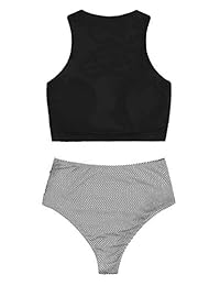 Bikini de cintura alta para dama con estampado floral y nudo frontal de dos piezas