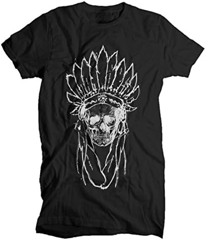 New Mens Frosty Tees Indian Native American Skull W/ Headdress Skull Soft T Shirt Tee Black L