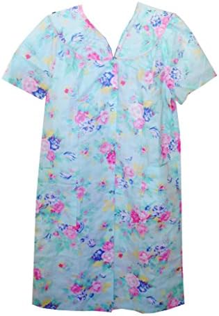 Trapunta Plisse Snap Front Duster Housecoat SM-3XL 8 Colors! (2X, Mint)