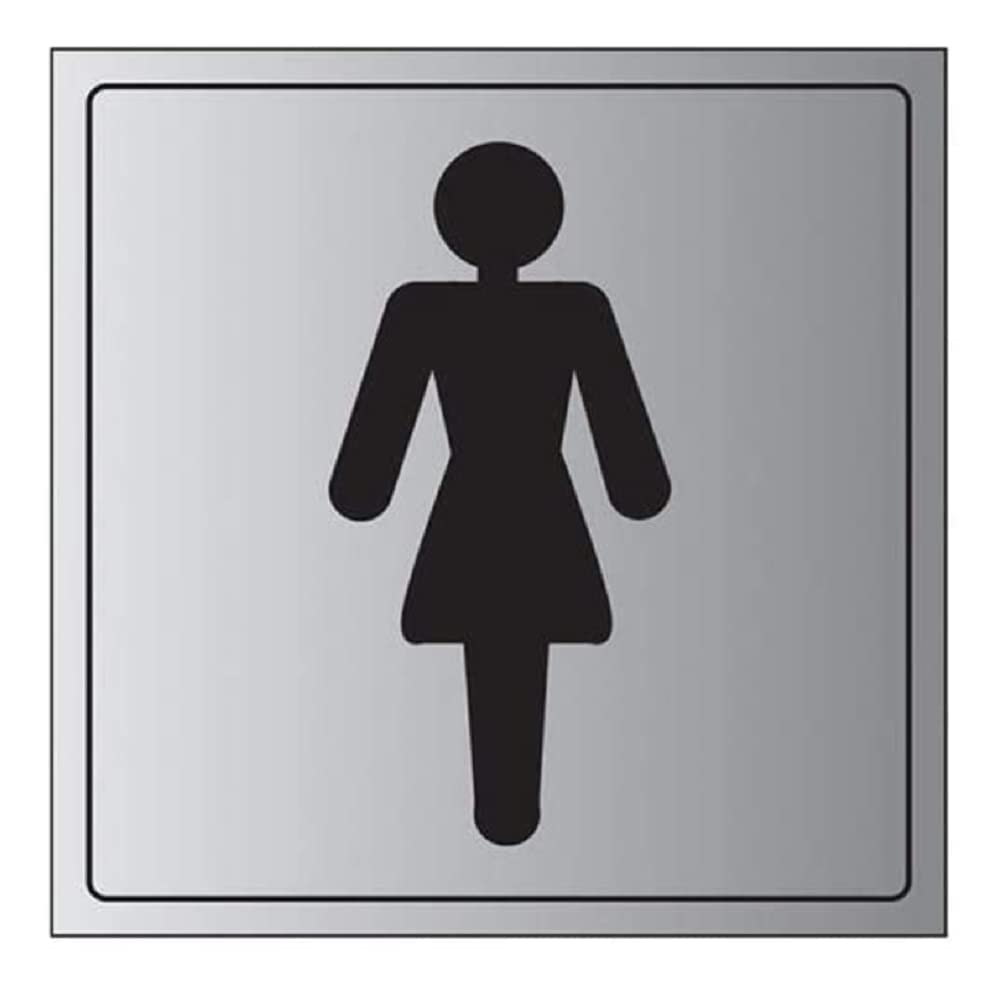 V Safety General Door-Ladies Toilet Sign - 200mm x 200mm - 3mm Brushed Alu Comp