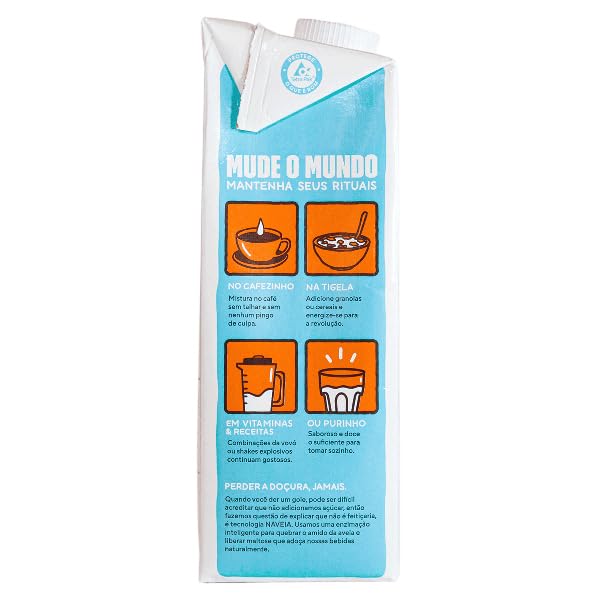 Naveia Pack 12x Leite Vegetal de Aveia Original 1L - Vegano, Sem Lactose e Sem Glúten