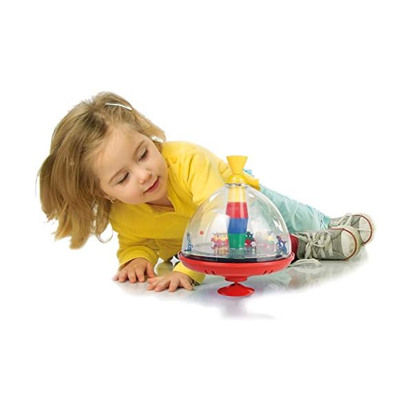 Lena 52120EC Panoramakreisel Eisenbahn Ø 19,5 cm - Elektrischer Brummkreisel mit bewegender Eisenbahn und Schrankenöffnung, Kreisel für Kinder ab 18 Monaten – Bild 5
