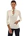 PattyBoutik Women V Neck Button Ribbed Sweater (Off-White Large)