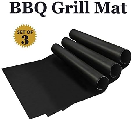 BBQ Grill Mat, Set of 3 Mats, Nonstick Grill Sheets Perfect for Baking on Gas, Charcoal and Electric Grills-Reusable, Durable, Easy to Clean, Dishwasher Safe, 15.75’’ x 13''
