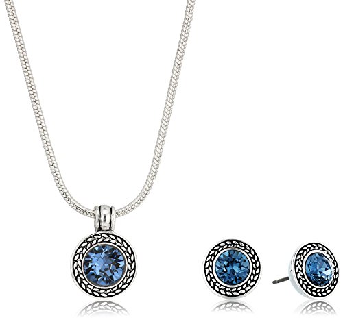 Napier womens swarovski necklace earring jewelry set, b…
