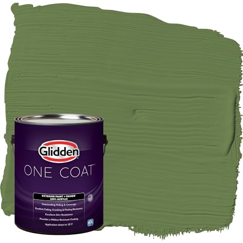 Glidden Exterior Paint + Primer: Green/Mint Leaves, One Coat, Satin, 1-Gallon