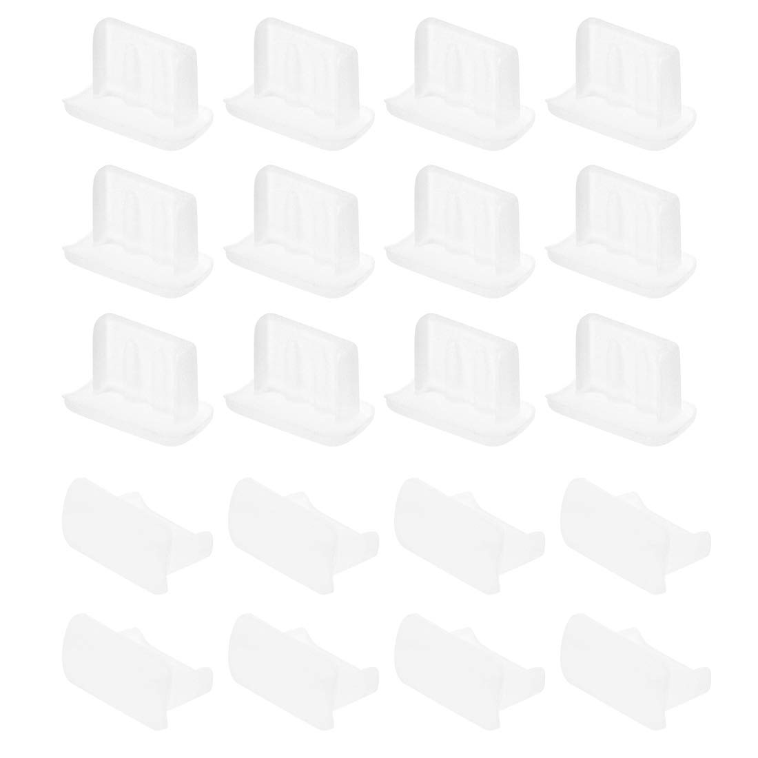 sourcing map 20pcs Mini USB Silicone Protectors Cap Port Cover Anti Dust 7mmx2mm Clear