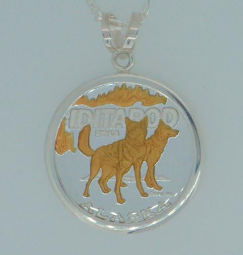 Alaska Mint Gold/Silver Medallion .999 1/4 Oz Pendant Jewelry Iditarod 2013 Plain Edge