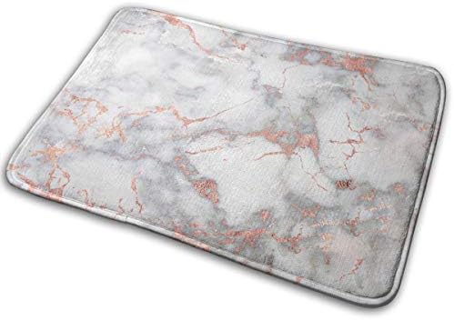 Metal Rose Gold Marble Comfortable Indoor/Outdoor Entrance Mat Doormat Non-Slip Backing Bedroom Floor Carpet Bathroom Kitchen Rug Soft Yoga Pet Pad Home Decor