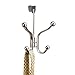 iDesign Axis Metal Over the Door Quad Hook Hanger for Coats, Jackets, Hats, Robes, Towels, Ideal for Bathroom, Bedroom, Mudroom, Satin Silver