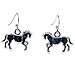 Blue Green Abalone Paua Shell Galloping Prancing Horse Lover Silver Jewelry Earring for Girl Women Teen
