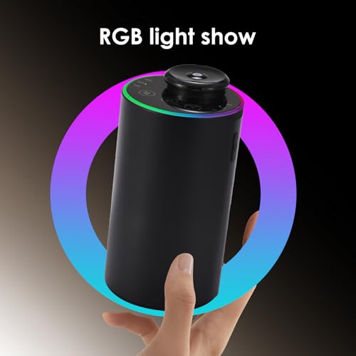 Waterless Essential Oil Diffuser, 7 Colors LED Light, Battery Powered Mini Scent Air Machine, Aromatherapy Mist Diffuser for Home Room Car Office，Black Aluminum Alloy (Black)