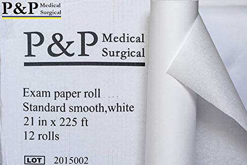 Disposable Medical Exam Table Paper Standard Crepe White with Smooth Finish Moisture Resistant 21" x 225' Premium Lightweight and Comfortable Box of 3 Rolls