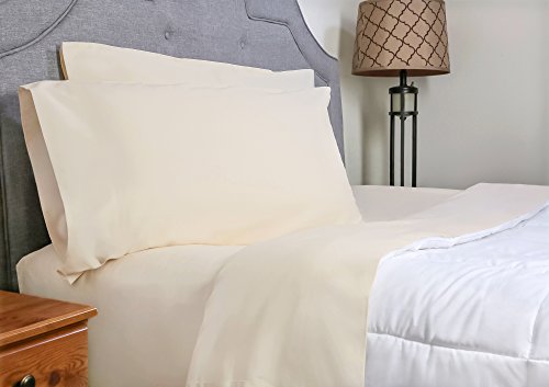Whisper Organics 100% Organic Cotton Bed Sheet Set, 400 Thread Count - GOTS Certified (King, Natural)