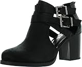 Women's Ankle Bootie With Low Heel And Cut-Out Side Design