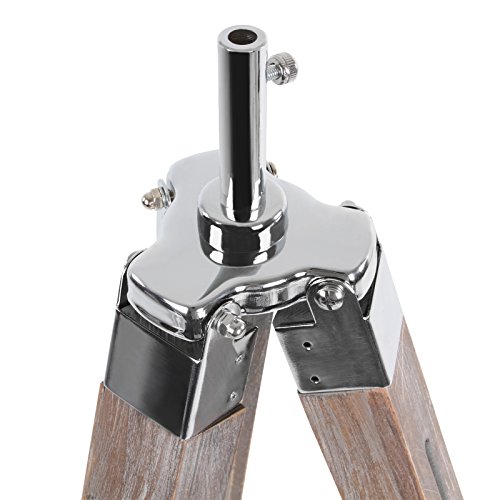 Jago® Stehlampe mit Stativ aus Holz - LED, E27, Höhenverstellbar max. 148 cm, Vintage, Farbwahl - Tripod Lampe, Dreifuss Stehleuchte, Standleuchte, Studiolampe (Antikes Holz) – Bild 5