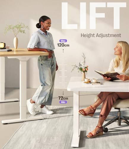 MAIDeSITe Electrically adjustable height desk offers two powerful motors, stable two-piece table legs, four height memories and a reliable anti-collision function