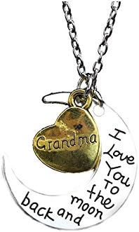 Grandma I Love You To The Moon and Back Heart Pendant Necklace, 18" (Gift for Grandma)