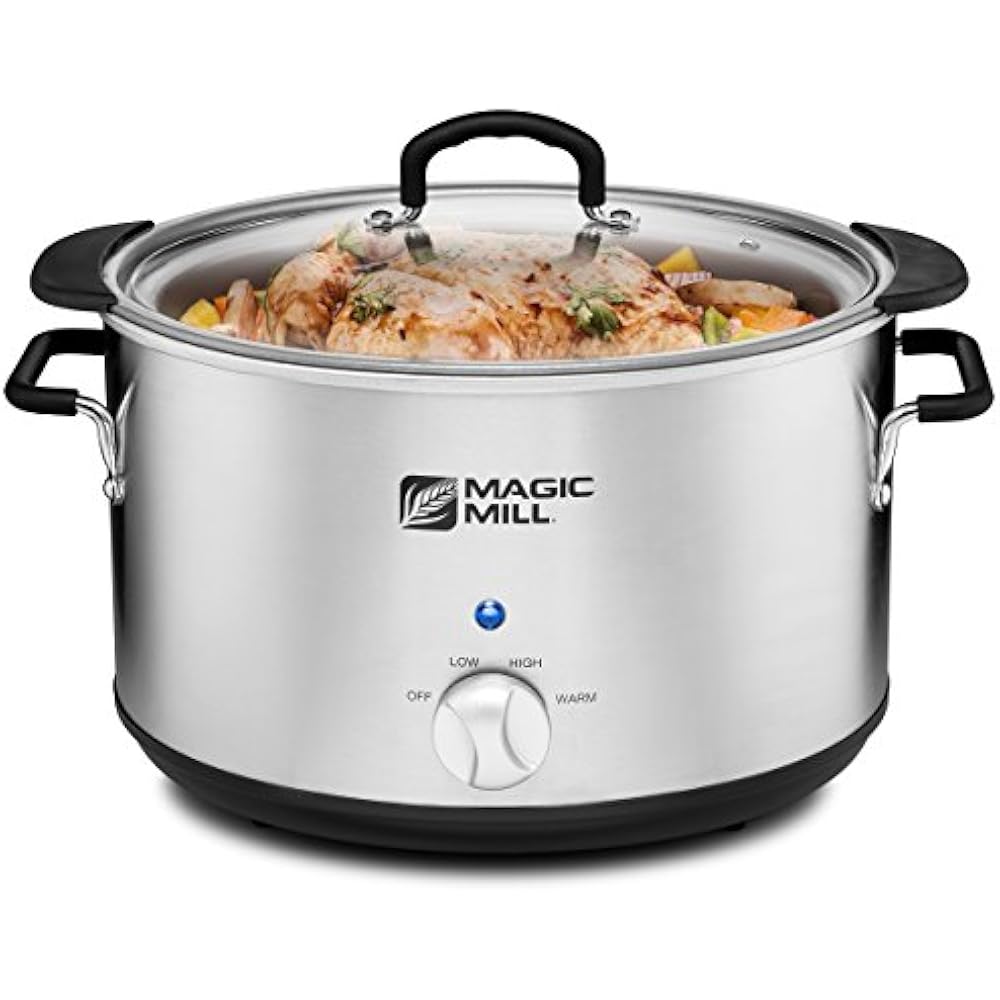 10 Slow Cookers Quart 3 Manual Heat Settings Removable Pot, Stainless