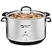 Magic Mill Extra Large 10 Quart Slow Cooker With Metal Searing Pot & Transparent Tempered Glass Lid
