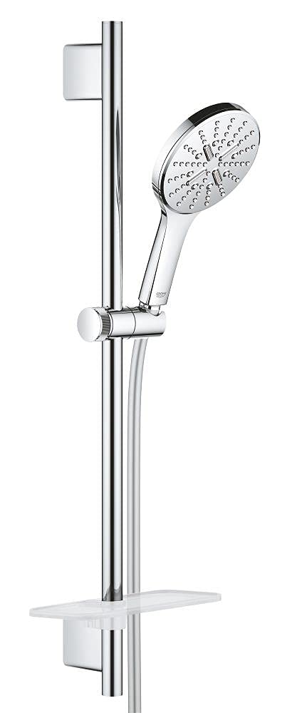 GROHE Rainshower 130 Smartactive Shower Rail Set Water-Saving 3-Spray 130mm Hand Shower with 600mm Rail, 1750mm Silverflex Hose Chrome Finish Made in Germany 26575000