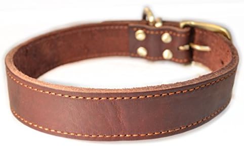 Leather Paws Red Oak Rusty Premium Leather Collar For Dog, Cat, Pets, Made of Thick Genuine Cowhide, For X-Small Small Medium Large X-Large Breeds (Medium)