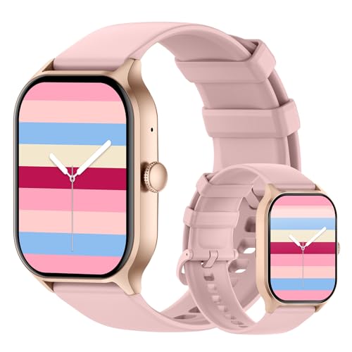 Bettdow smartwatch de 2,01 polegadas possui bateria com duração superior a 15 dias, mais de 120 modos esportivos, resistência à água 1ATM, relogio smartwatch com iOS e Android (Ouro rosa)