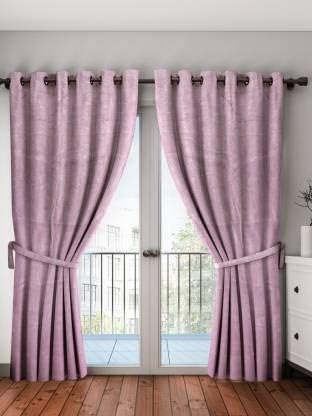 Cortina Blackout Curtains for Doors, Solid Room Darkening Eyelet Polyester Ring top Curtains, 3 Layers Weaving Technology Thermal Insulated Energy Saving Door Blackout curtains Ideal for Bed Room, Living Room and – 4 pcs Door 7 Feet (Pink)