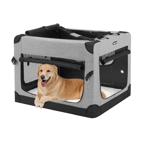 Veehoo 36 inch Folding Soft Dog Crate, 4-Door Portable Collapsible Pet ...