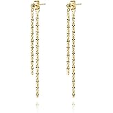 Reffeer Solid 925 Sterling Silver Tassel Chain Dangle Earrings for Women Teen Girls Minimalist Dangle Earrings Drops