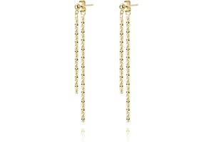 Reffeer Solid 925 Sterling Silver Tassel Chain Dangle Earrings for Women Teen Girls Minimalist Dangle Earrings Drops