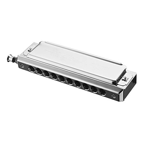 Chromatic Harmonica 10 Holes 40 Tone in C Key Stainless Steel Chromatics Harmonica with Hard Beautiful Case for Professional Player, Mouth Organ Harp Silver Best Music Gift for Beginner Student