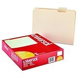 Universal File Folders, 1/5 Cut Assorted, One-Ply Top Tab, Letter, Manila, 100/Box (12115)