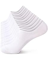 No Show Socks Men No Show Ankle Socks Low Cut Casual Cotton Socks Comfy for Men 6 Pack (White 6, Large/X-Large)