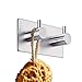 RYOZOCH Modern 3M Self Adhesive Hooks Stainless Steel Towel Robe Coat Cloth Bag Key Holder Hanger Heavy Duty Waterproof Wall Mounted Kitchen Bathroom Shower Accessories (Double Hooks, Brushed)