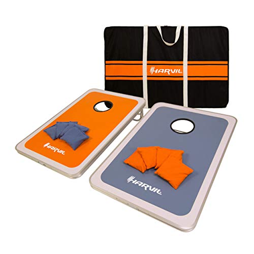 Harvil AluminumFramed Cornhole Bean Bag Toss Game Set with 8 Double