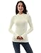 PattyBoutik Women Mock Neck Long Sleeve Military Style Sweater. (Ivory Small)