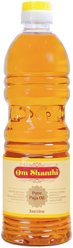 Oil Lamps & Accessories - Cycle Pure Om Shanthi Puja Oil (Diya/Lamp Oil) - 500 ML - Blend of 5 Puja Oils with Jasmine Fragrance - Invoke Blessings for Love & Joy