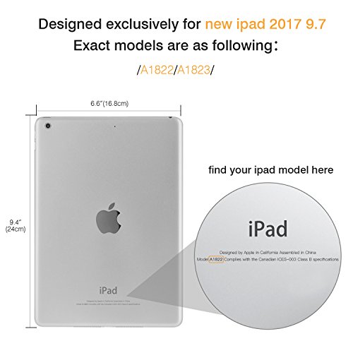 MoKo iPad 2017 9.7 Inch Case - Slim Lightweight Smart-shell Stand Cover with Translucent Frosted Back Protector for Apple New iPad 9.7" 2017 Release Tablet, Space GRAY (Auto Wake / Sleep)