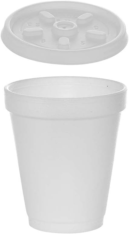 Tezzorio (500 Sets) 6 oz White Foam Cups with Vented Lids, Disposable To-Go Coffee Cups, Foam Cups/Insulated Foam Cups