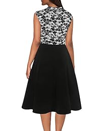 Sakaly SK302 - Vestido de trabajo para mujer con cuello en V, sin mangas, diseño de lunares