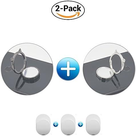 SALEX Finger Ring for Cell Phone [2 Pack, 3 pcs Car Hook Mount], 360 Rotation Universal Metal Grip Holder, Loop Kickstand [Cat Ears, Mirror] Compatible with Smartphones up to 10 in [Black/Grey+Silver]
