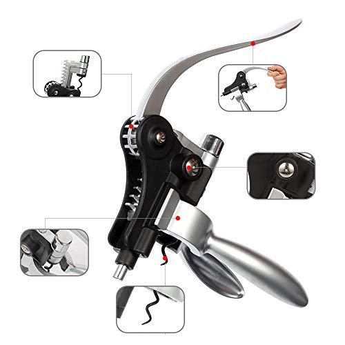 Rabbit Wine Bottle Opener-2019 Upgraded Rabbit Corkscrew Wine Opener Kit with Foil Cutter, Wine Stopper and Extra Spiral (Professional Version)