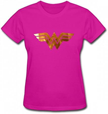 MOUNAGT Wonder Woman Gold Logo Tshirt Popular Print Conton Funny Shirts Girl Fuchsia XXL