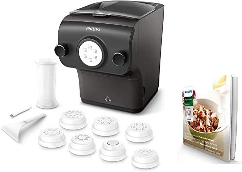 Philips HR2382/15 Machine à pâtes automatique, balance intégrée, 8 disques de forme, Gris - Livre de recettes uniquement disponible en Anglais, Allemand et Italien - Cuisine A Vivre Philips HR2382/15 Machine à pâtes automatique, balance intégrée, 8 disques de forme, Gris - Livre de recettes uniquement disponible en Anglais, Allemand et Italien