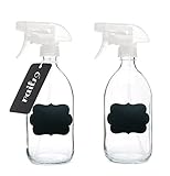 Savon Glass Spray Bottle w/ Chalkboard Label Clear Trigger - Refillable Container Great for Beauty, Aromatherapy - Features Durable Clear Trigger Sprayer w/ Spray and Stream Nozzle Settings