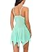 Ababoon Women Lingerie Lace Babydoll V neck Asymmetrical Sleepwear Strap Chemise,Green,Medium