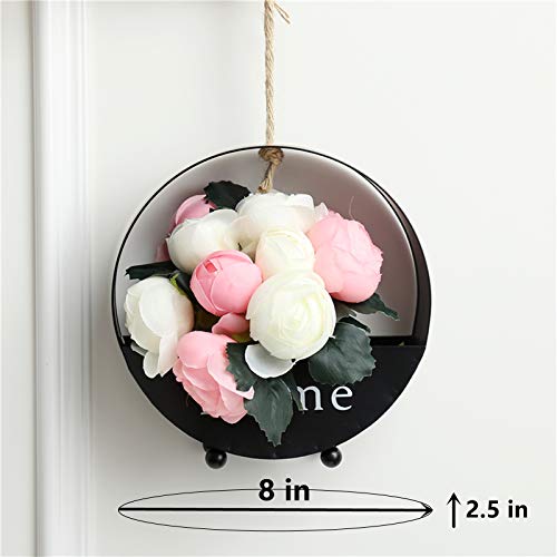 Black Wall-Mounted Planter, 8 Inch Round Iron Succulent Planter Pots and Mini Flower Plant Containers. Flower Pots for Desk, Home Decoration