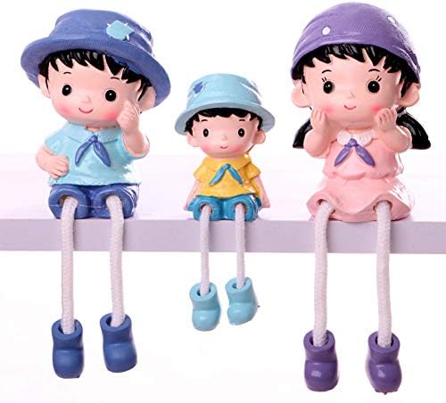 VJHVBNK home decoration living room wine cabinet cute resin hanging feet hanging legs doll family three small ornaments