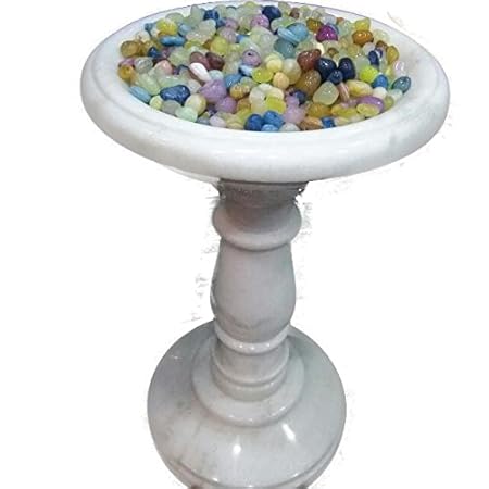 RM 29 Inch Pedestal Flower Design Bird Bath For Garden Outdoor Decor And Flower Pot For Indoor Home Offices Hotels Restaurant Decoration